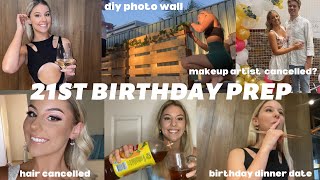 grwm + prep 21st birthday edition | makeup artist cancelled? | diy photo wall | birthday dinner date