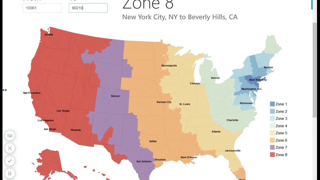 Usps Postal Zone Chart Map