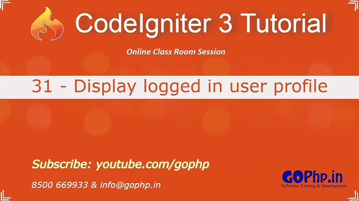31 - Welcome profile of logged in user |  CodeIgniter 3 Tutorial