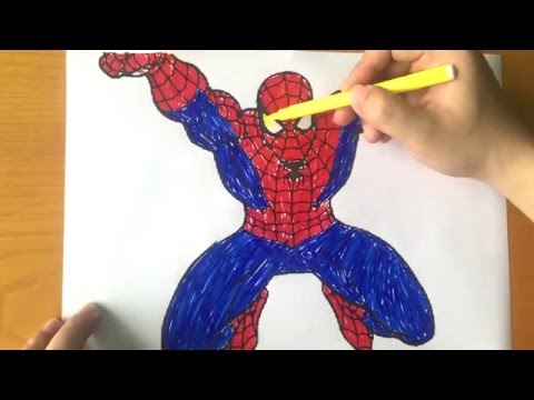 tô màu cho bé đồ chơi người nhện Coloring Pages For Kids spider man toy @KidsmileTV
