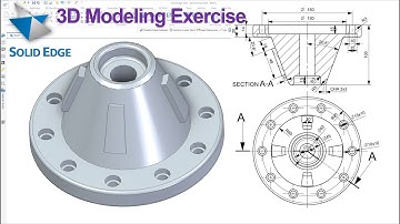 Solid Edge Tutorials #53 | 3D Modeling Practice Exercise | 2D Sketching - Revolve - Hole - Pattern