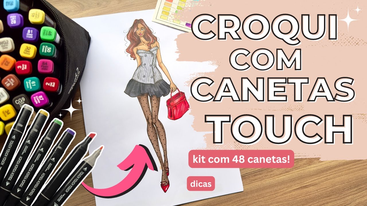COLORINDO CROQUI COM CANETAS TOUCH | Croqui de Moda com marcadores