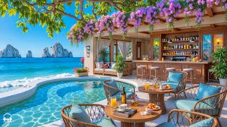 Soft Jazz at Seaside Coffee Shop Ambience with Summer Bossa Nova Music & Ocean Wave Sounds for Relax