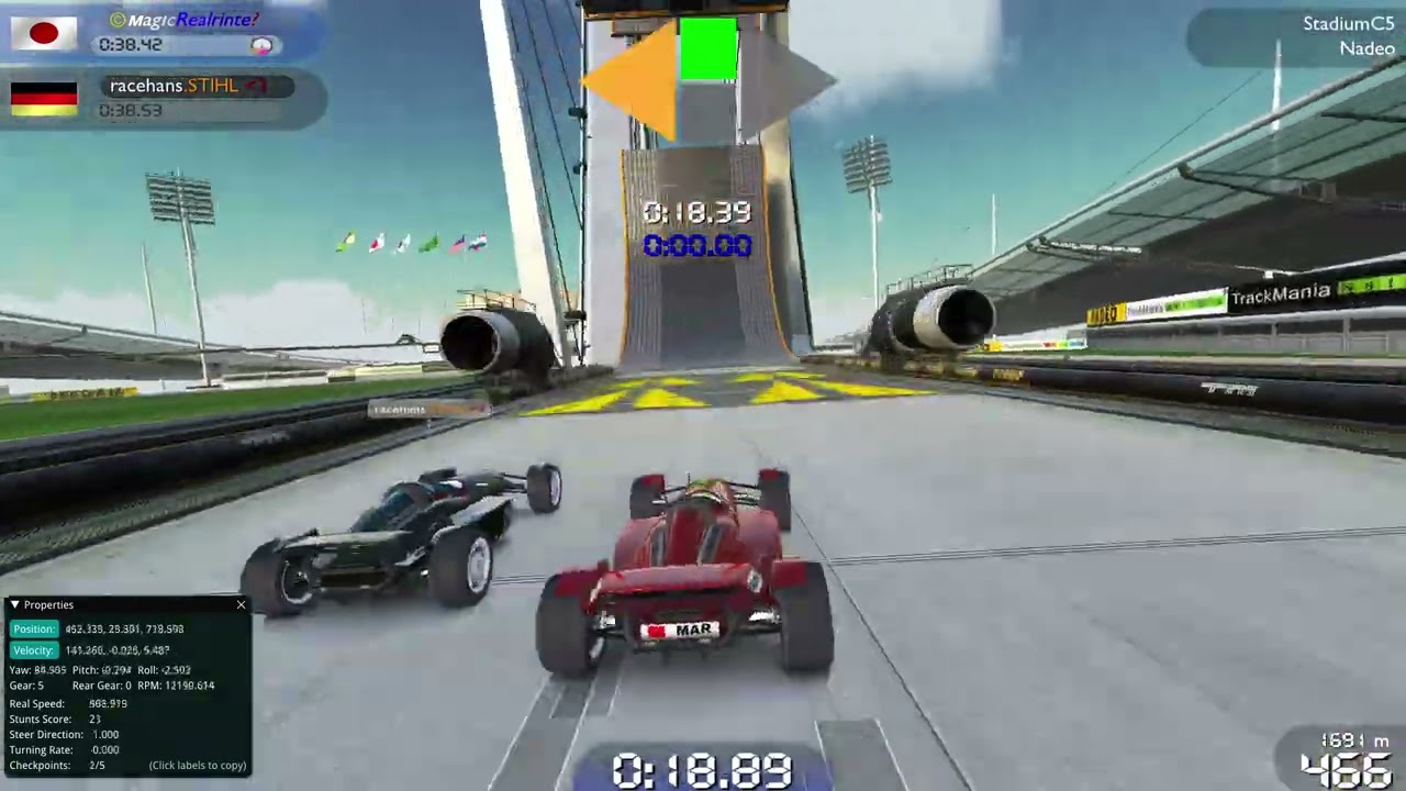 [Trackmania TAS] StadiumC5 NoCut 38.42 (-0.11 WR)