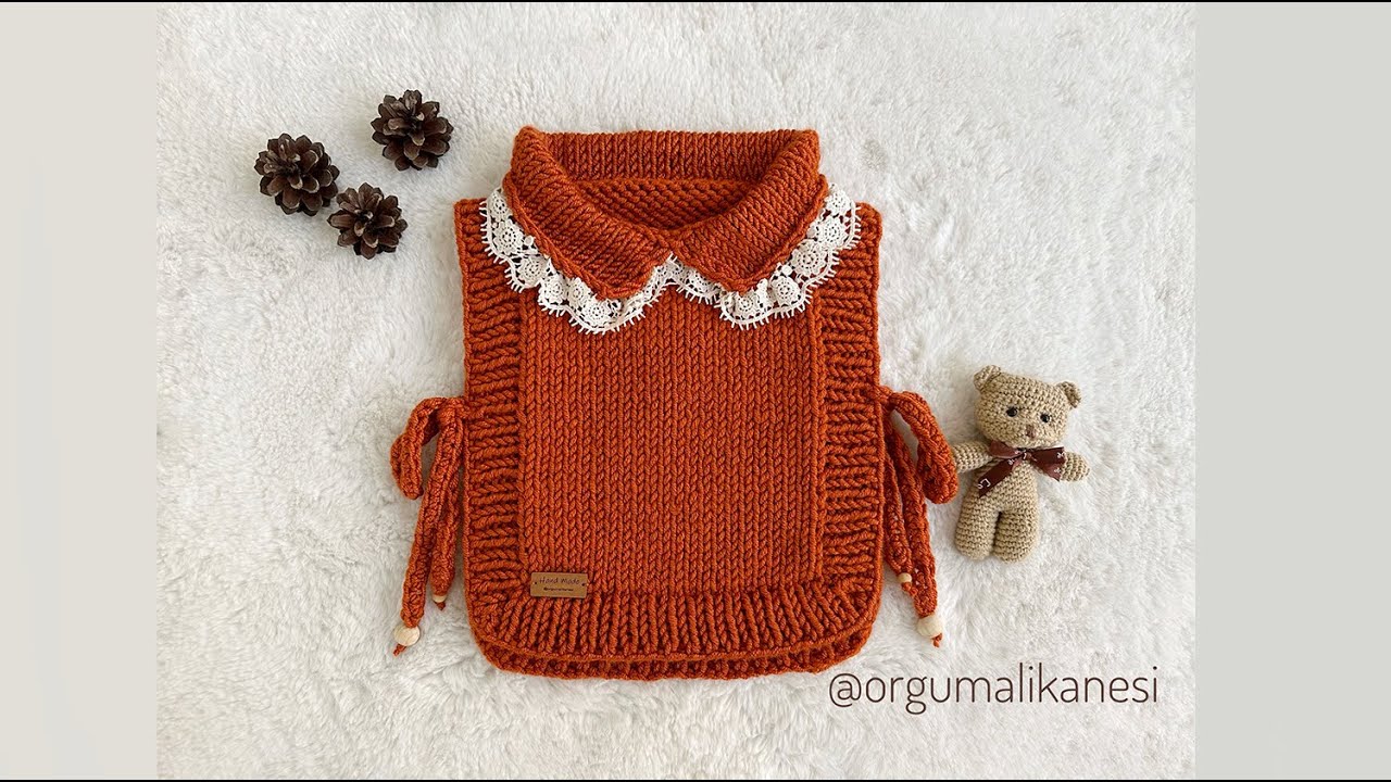 Zara model Dantel yaka önlük süveter yapımı