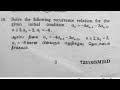 Solve the recurrence relation # Discrete mathematics