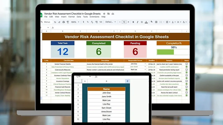 Vendor Risk Assessment Checklist in Google Sheets