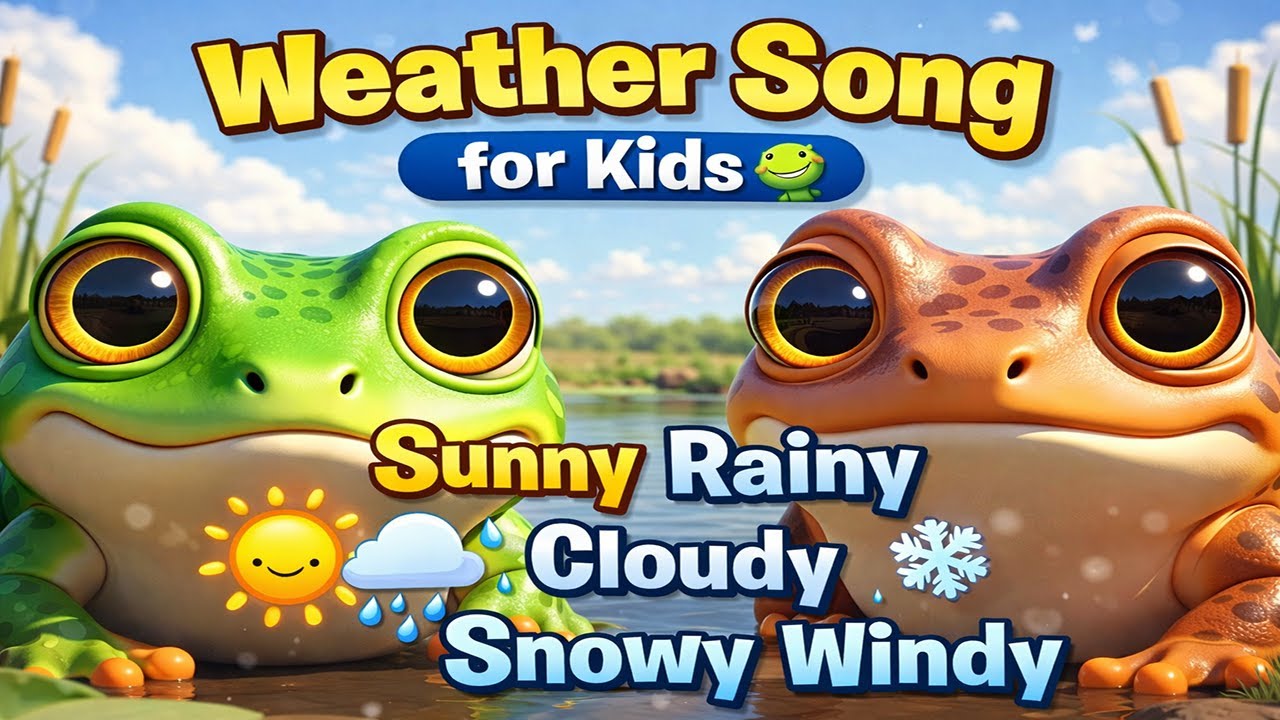 Weather Song for Kids 🐸 | Sunny Rainy Cloudy Snowy Windy