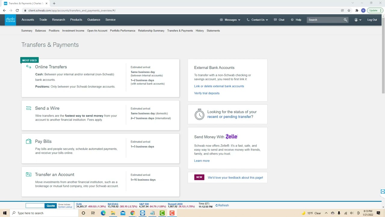 How to Transfer Funds from Your Schwab Investor Checking Account to an External Bank Account