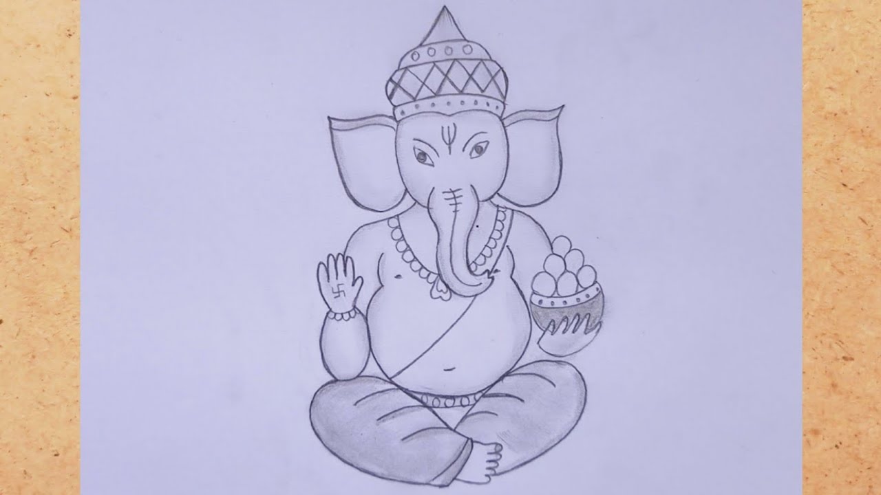 Sketch of lord vinayaka or ganesha creative outline editable • wall  stickers sitting, standing, spiritual | myloview.com