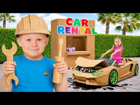 Kartonauto-Herausforderung für Kinder