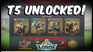 Lords Mobile My T5 unlock research Lv1 boost up
