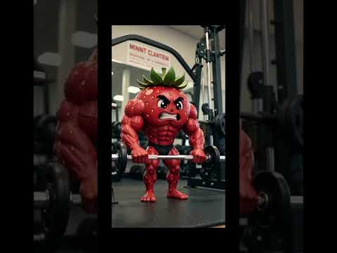 animated video strawberry #ai #aivideo #strawberry #gym #goviral #world #anime