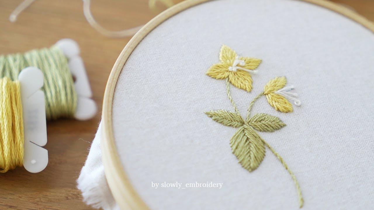 5개의 꽃자수 Part 5 🌼 프랑스자수| 롱앤숏 프리 |자수기초 편안한영상 5 Flower hand embroidery for beginners ASMR