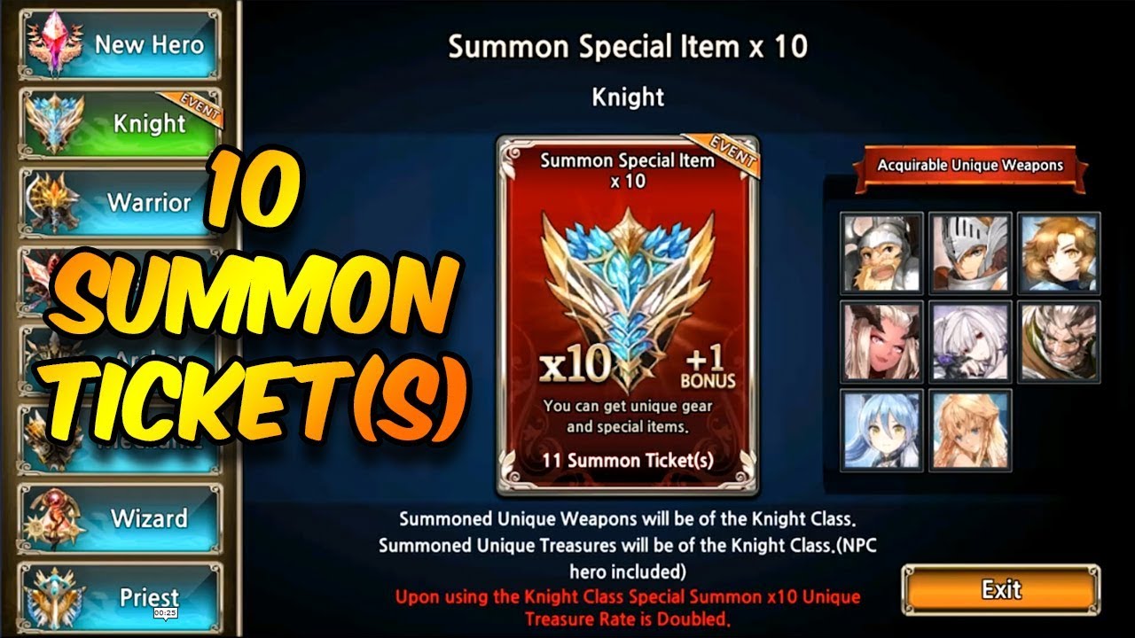 King's Raid | Knight Special Summon Item Ten Tickets x10 +1 Double Rates Special