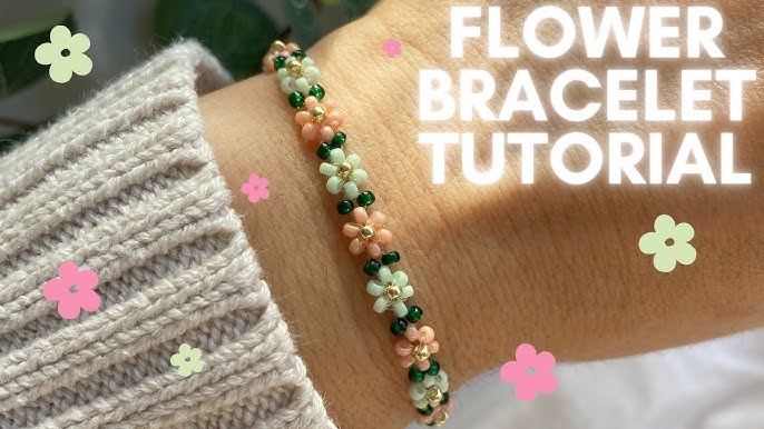 Flower beaded bracelet, diy how to make flowers bracelet with