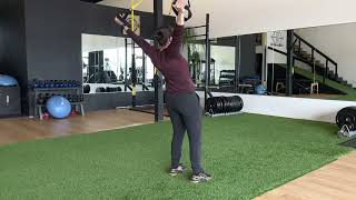 TRX shoulder external rotation to press with eccentric Y