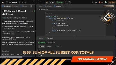 LEETCODE DAILY QUESTION 1863 | Sum of All Subset XOR Totals | Is Kabir Coding #leetcode #programming