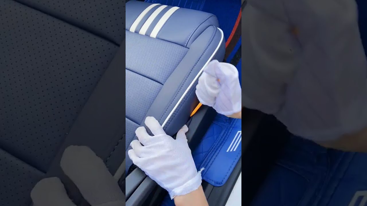 AD-3 DESIGN blue leather custom seat covers installation effect front row for cars