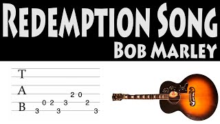 Video thumbnail of "Redemption Song Bob Marley Guitar Easy Tab"