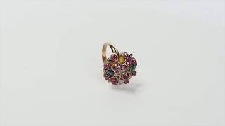 Celebrity Vintage 1940s Tiered Ruby & Colorful Multi-Gemstone Ring Profile