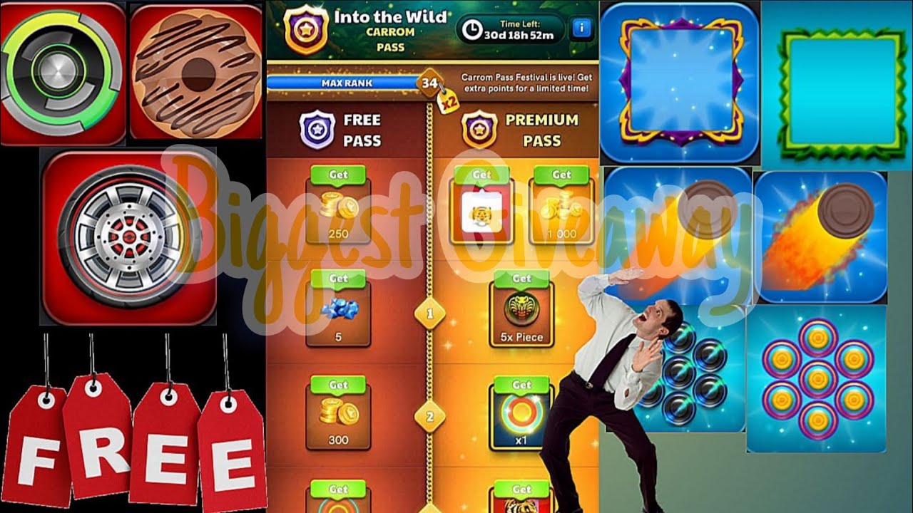 Biggest Giveaway Of Carrom Pool 😱 Carrom Pass, Stricker 🆓 