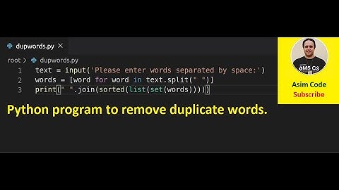 Python program to remove duplicate words