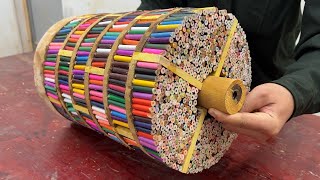 Amazing Creative Ideas From Pencils And Epoxy At A Whole New Level - Decorative Vase From Pencils