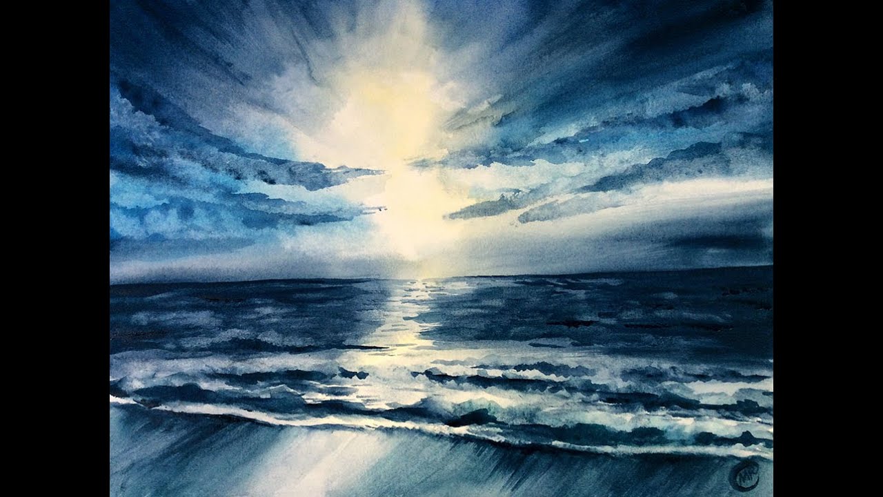Watercolor Ocean Waves Simple Painting Demonstration YouTube