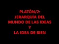 PLATÓN/2 METAFÍSICA: LA JERARQUÍA DEL MUNDO DE LAS IDEAS Y LA IDEA DE BIEN