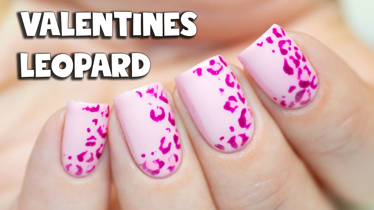 Easy Valentines Leopard Print Nail Art 