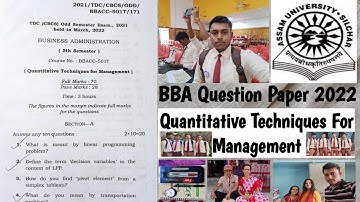Assam University BBA Question Paper| Quantitative Techniques Of Management | @Navoneet Bhattacharjee