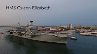 HMS Queen Elizabeth R08 Leaving Portsmouth Harbour 08/09/2023  Filmed on DJI Mavic 3 PRO 5.1k