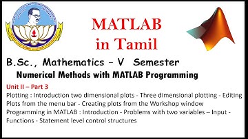 MATLAB Unit 2 Part 3 Numerical Methods with MATLAB Programming Unit 2 : BDU MATLAB  Unit 2 in Tamil.