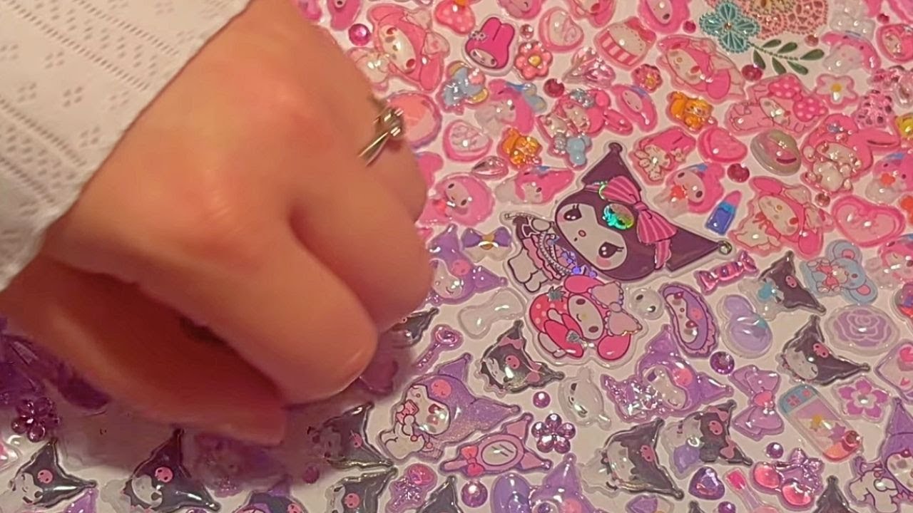 ASMR Tingly Stickers✨💗Slowly Gliding Nails On 3D Stickers (No Talking)