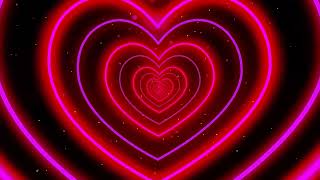 Double Neon Love Heart Tunnel Particles Background 1 hour | 4k 60fps Background Disco Pink