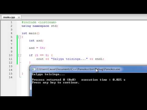 C++ pamokos - 7 - If sakinys ir sąlyginiai operatoriai