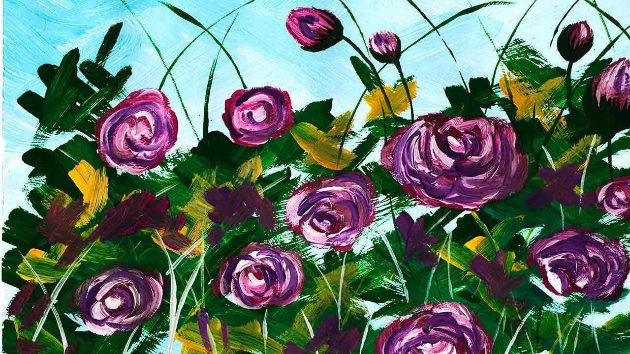 Рисуем розу гуашью поэтапно