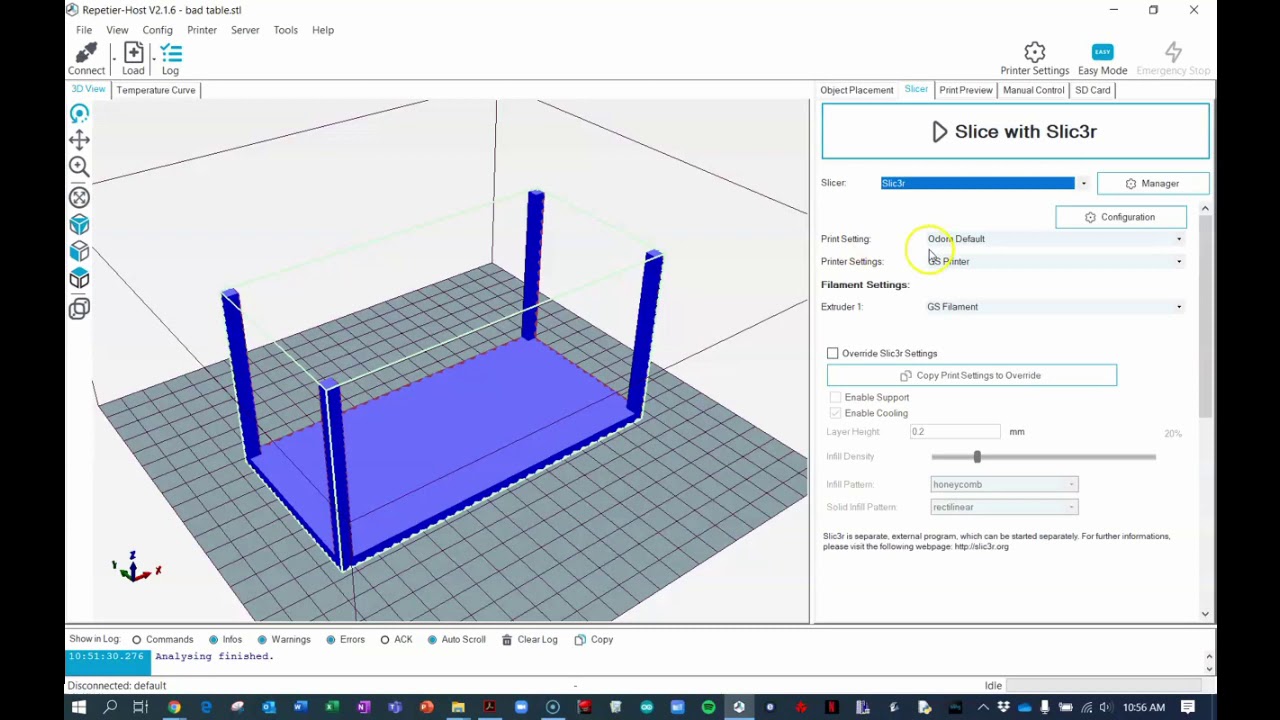 Repetier Host - Object Placement Repair and Slic3r Configuration - YouTube