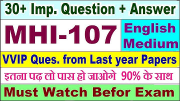 MHI 107 important questions with answer in English | mhi 107 Previous Year Question Paper