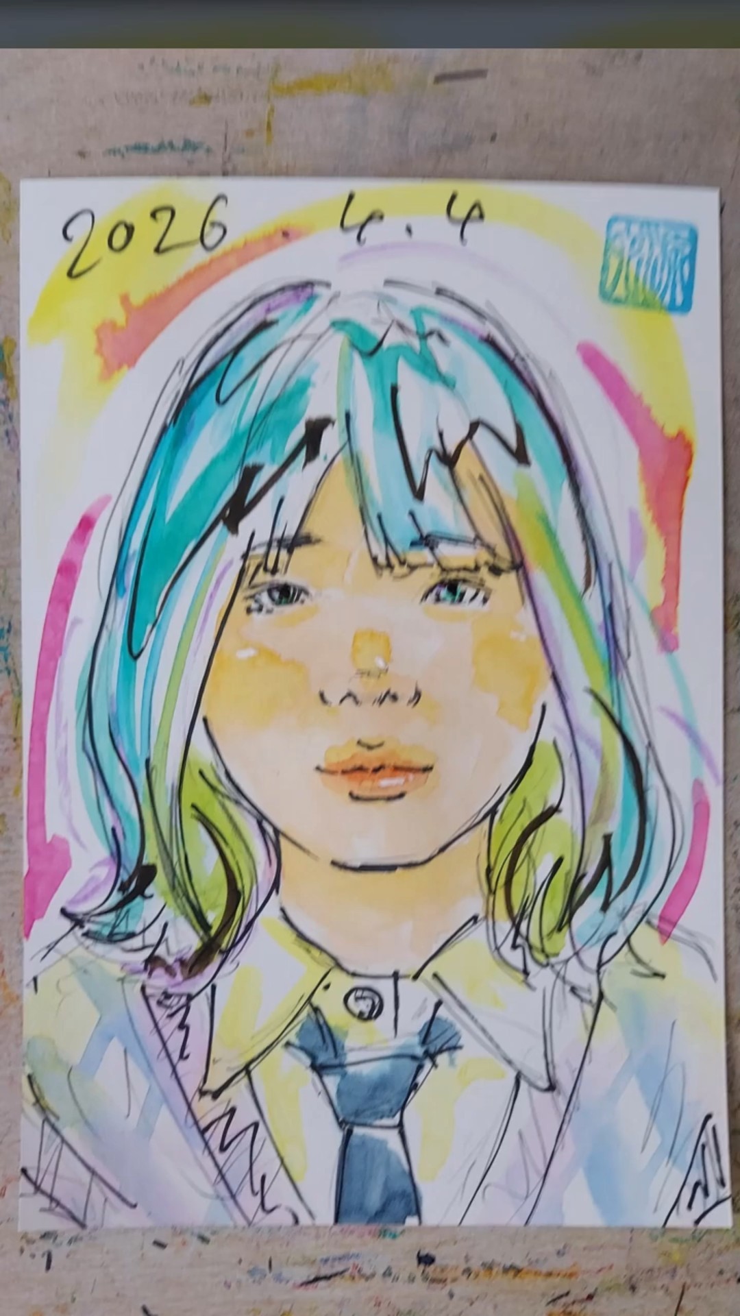 透明水彩】似顔絵の下書きから完成まで_ Portraits made at 40x