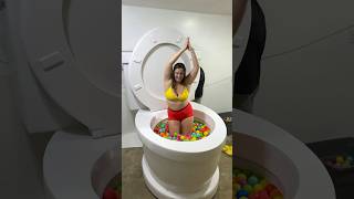 Going Under In The Worlds Largest Toilet Play Ball Pool With Balloon Prank #Shorts