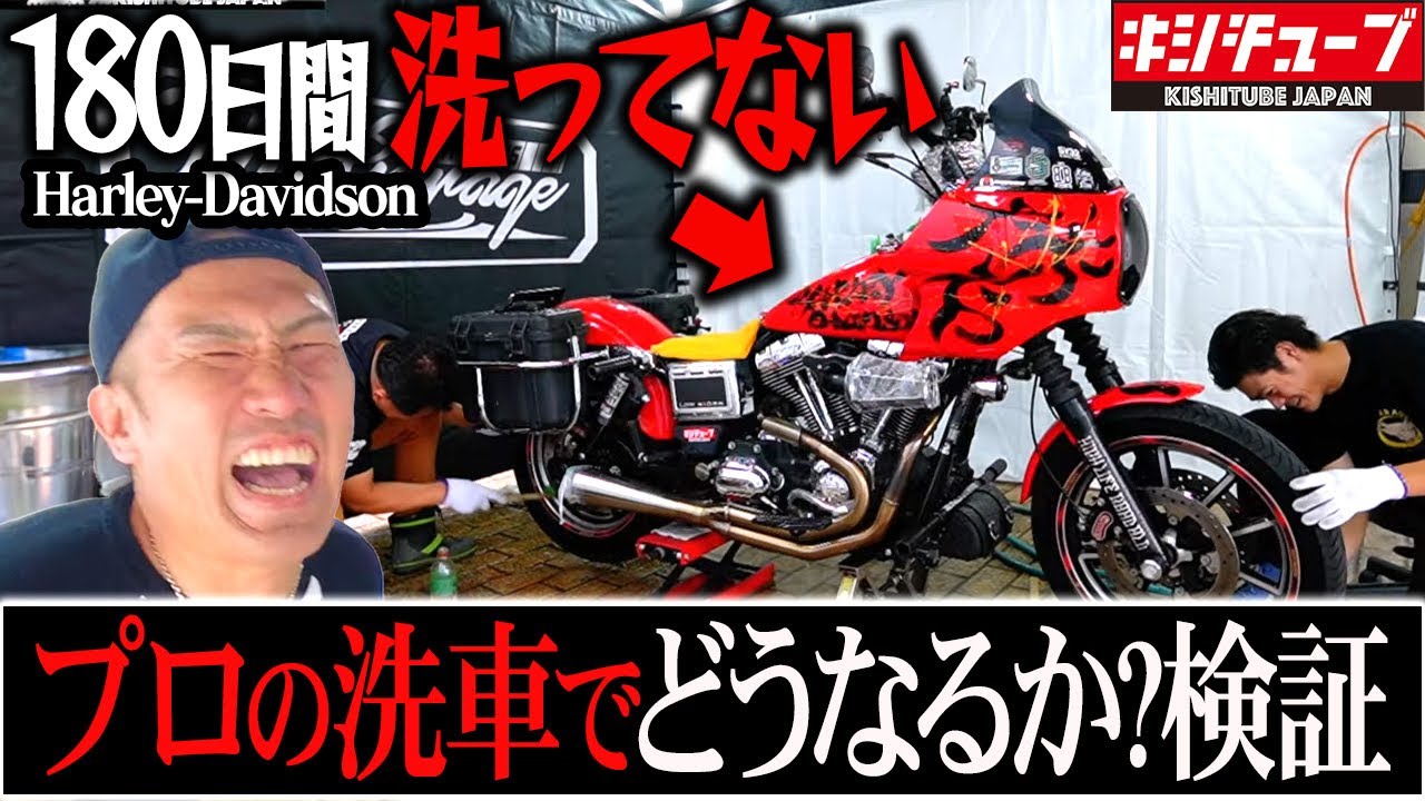 【神業】180日も洗ってないハーレーをプロが洗車したら凄すぎた！[バイク洗車]