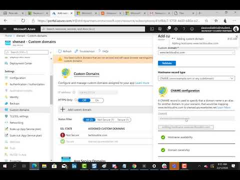 Configure a free SSL certificates in Azure