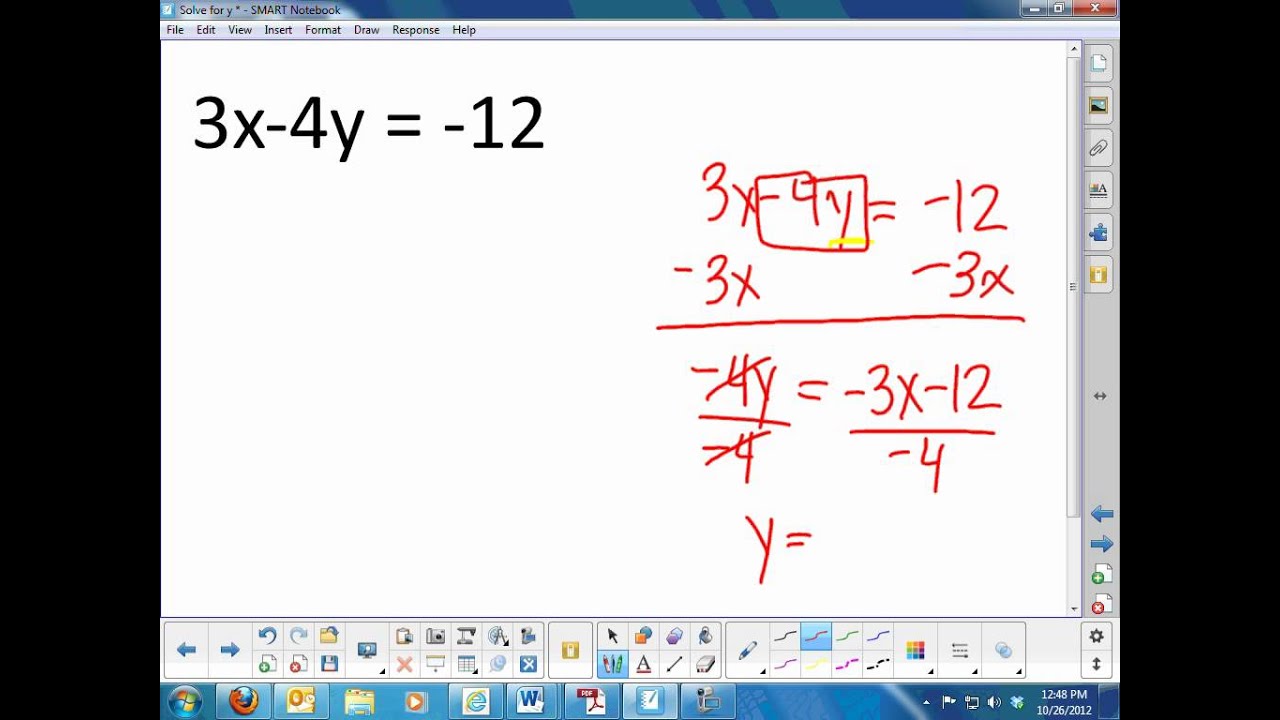 Solve For Y Video YouTube