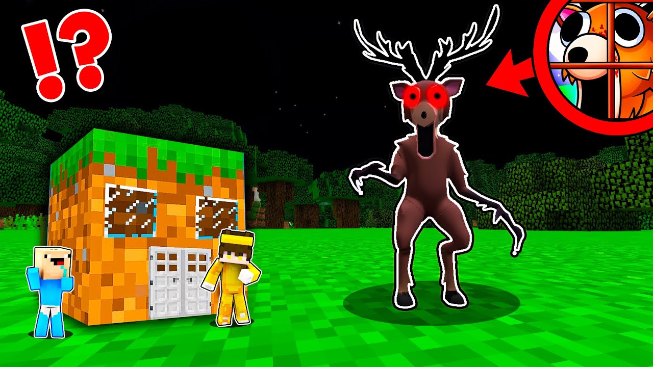 Casa en 1 BLOQUE para ESCAPAR de el MONSTRUO de 99 NOCHES en el BOSQUE en Minecraft 😱