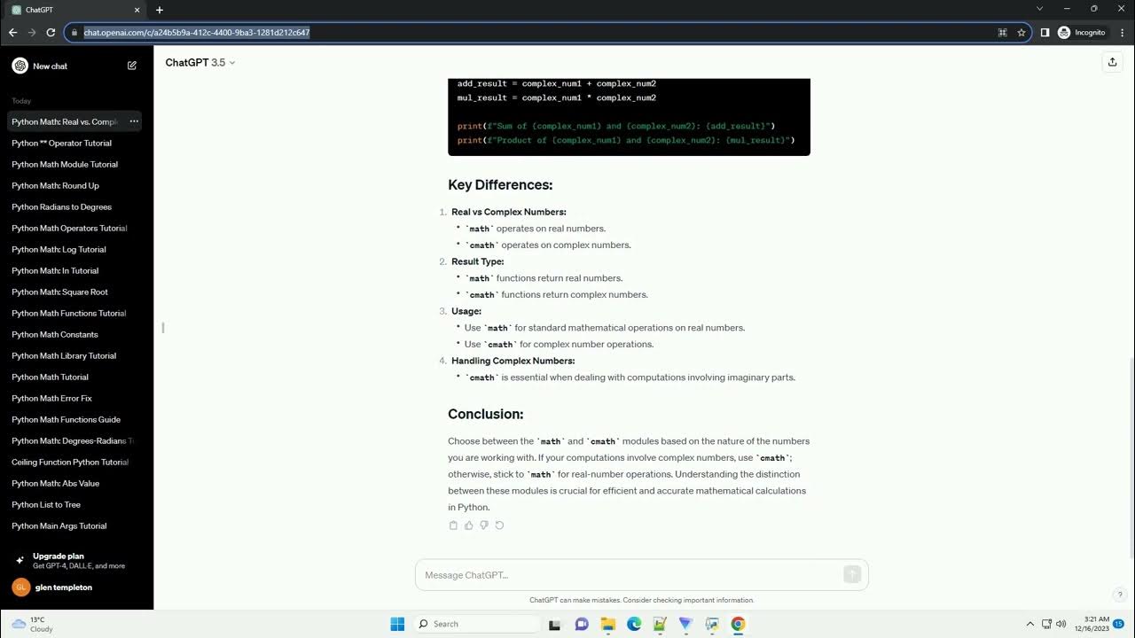 python math vs cmath - YouTube