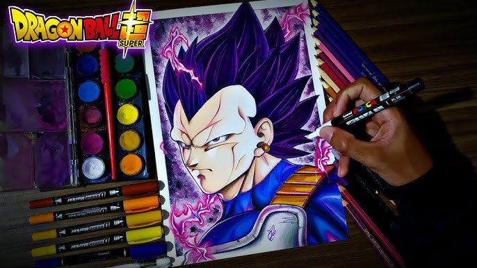 Desenhei o Goku Ssj 4 Semi-realista e coloquei efeitos o PC. Colori o