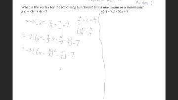 3.2 - Determining Maximum and Minimum Values of a Quadratic Function