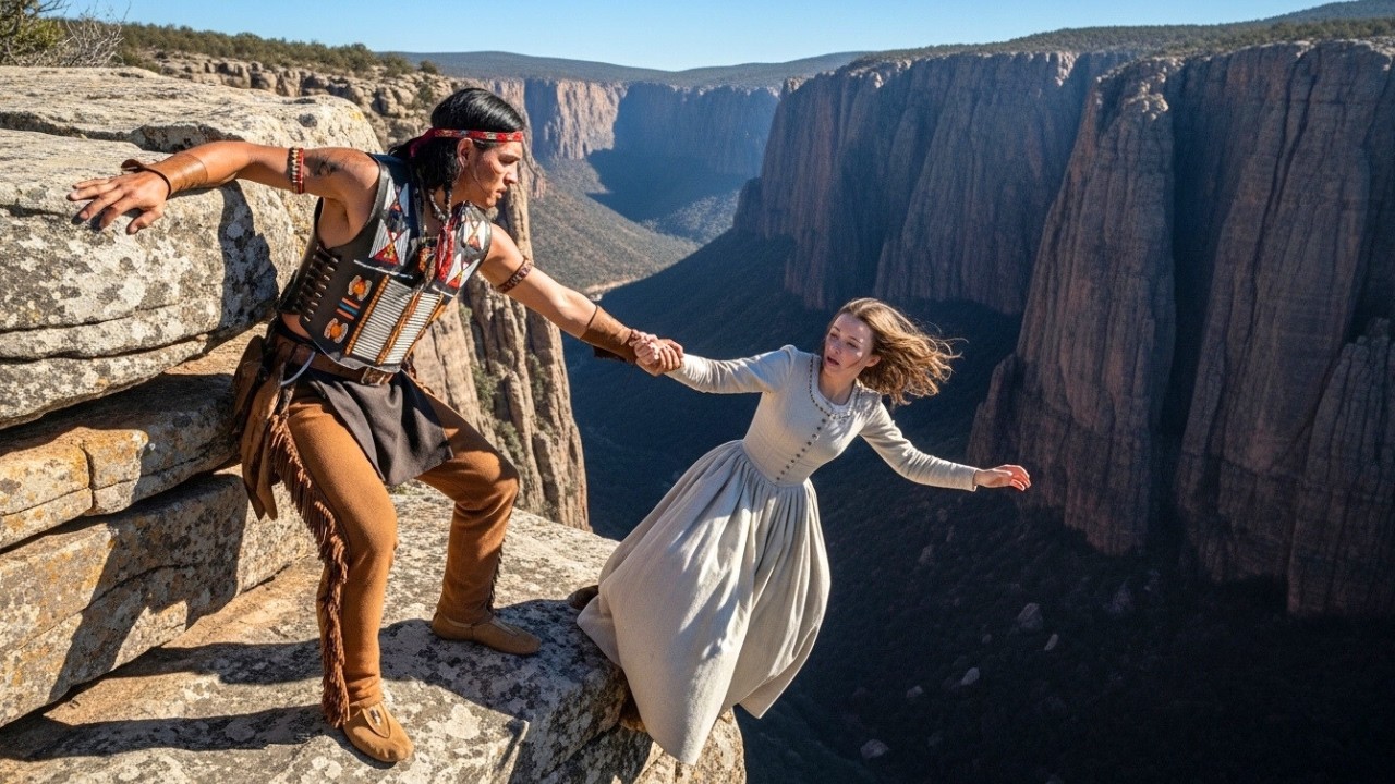 Μην Κοιτάξεις Κάτω! Η Μάγια Τρέμει καθώς ο Γκρεμός Καταρρέει — Ο Apache Στέκεται Δίπλα της